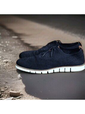 Cole Haan Zerogrand Stitchlite Wingtip Oxford Black Knit Shoes Men's Size 15